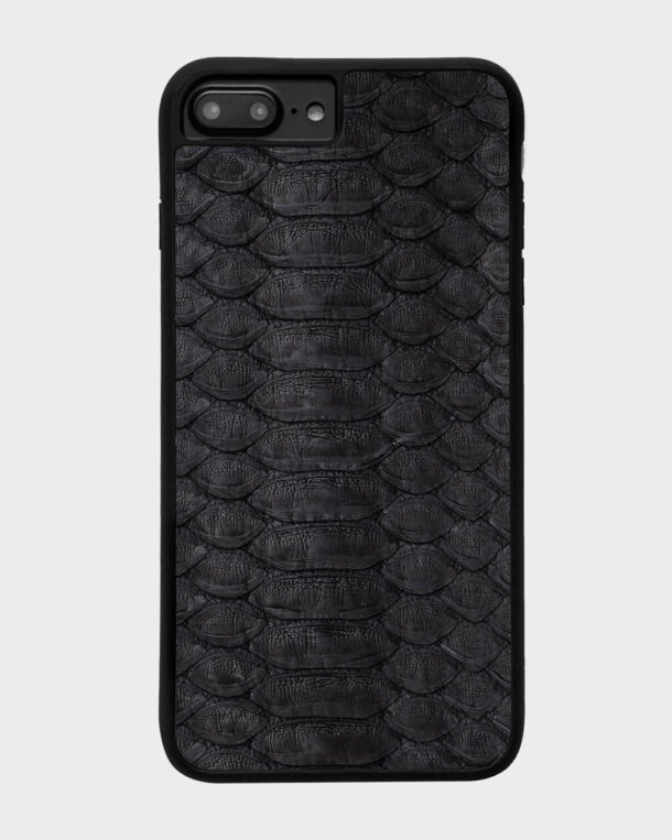 Чохол із чорної шкіри пітона з широкими лусочками для iPhone 7 Plus