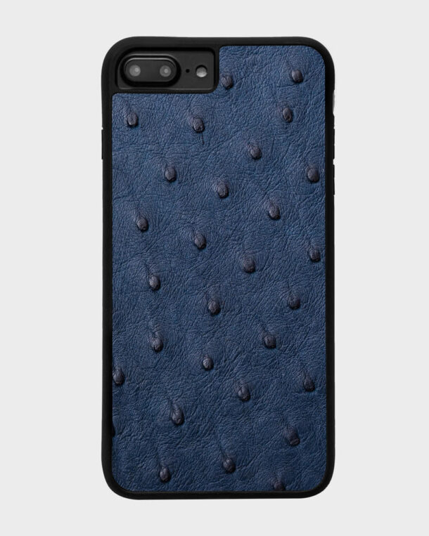 Чохол із темно-синьої шкіри страуса для iPhone 8 Plus