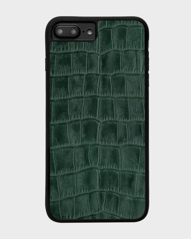 Чохол із зеленого тиснення під крокодила на телячій шкірі для iPhone 7 Plus