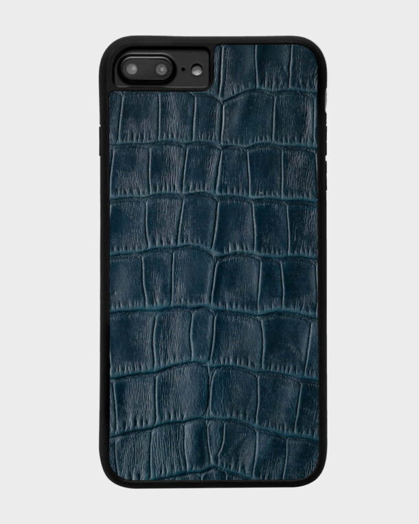 Чохол із темно-синього тиснення під крокодила на телячій шкірі для iPhone 7 Plus