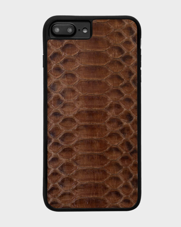 Чохол із коричневої шкіри пітона з широкими лусочками для iPhone 7 Plus