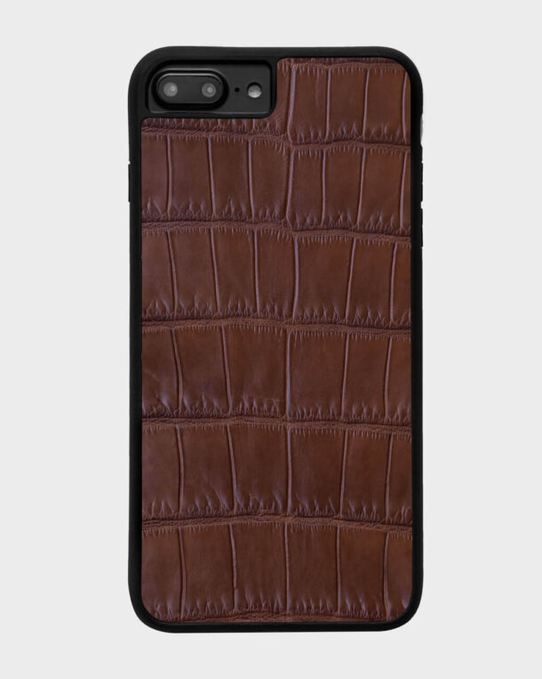 Чохол із коричневої шкіри крокодила для iPhone 8 Plus