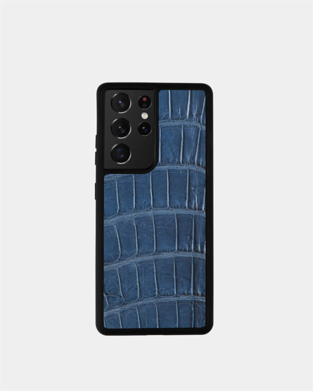 Чохол для Samsung у синьому кольорі зі шкіри крокодила