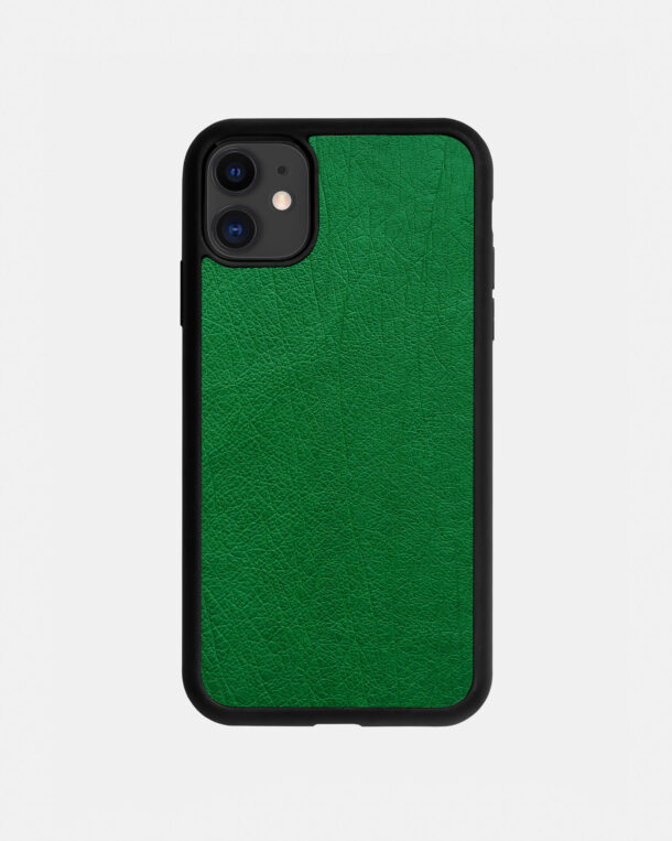 Чохол із зеленої шкіри страуса без фолікул для iPhone 11