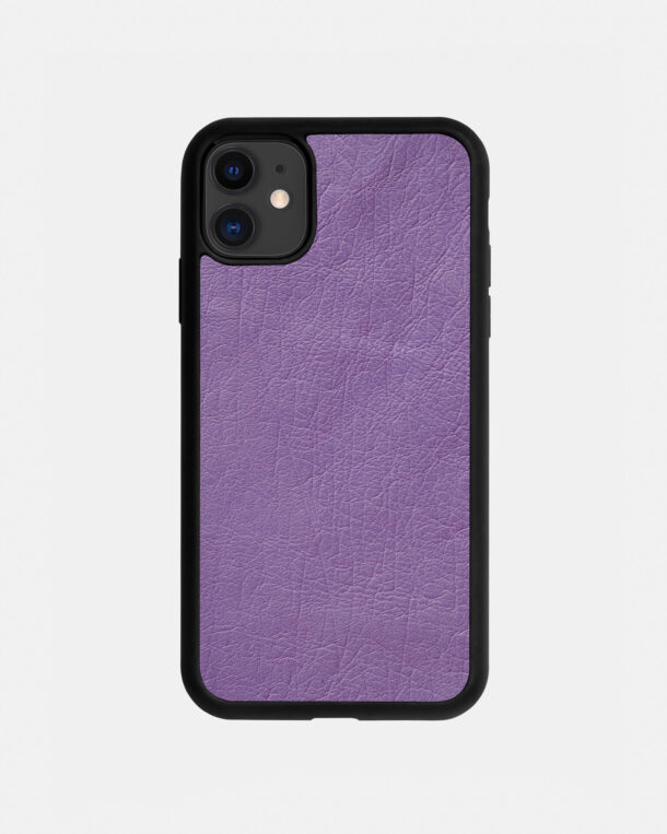 Case made of purple ostrich skin without foils for iPhone 11