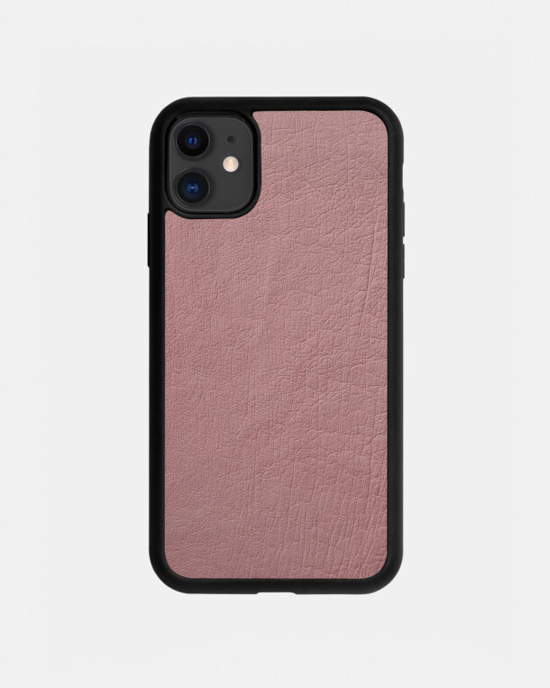 Чехол из розовой кожи страуса без фолликул для iPhone 11