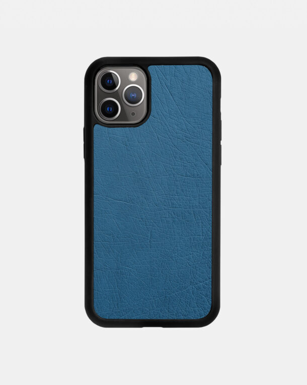 Чохол із блакитної шкіри страуса без фолікул для iPhone 11 Pro