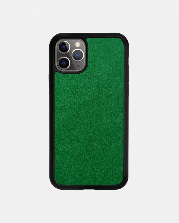 Чохол із зеленої шкіри страуса без фолікул для iPhone 11 Pro