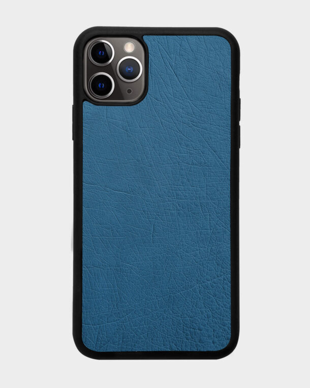 Чохол із блакитної шкіри страуса без фолікул для iPhone 11 Pro Max