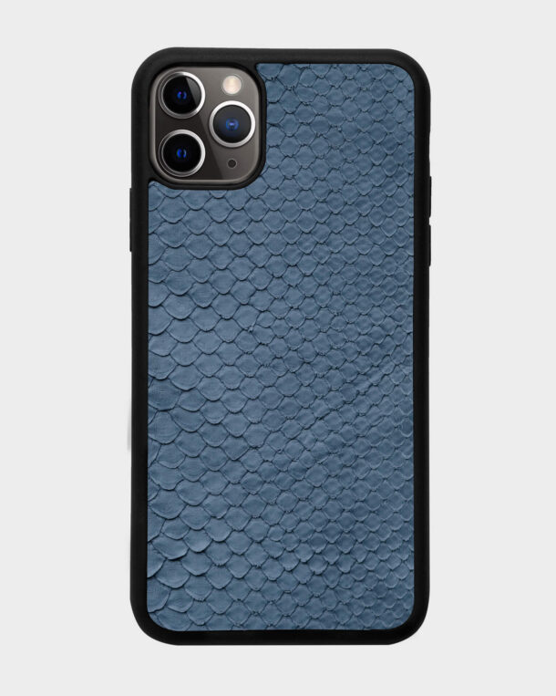 Чохол із сіро-синьої шкіри пітона з дрібними лусочками для iPhone 11 Pro Max