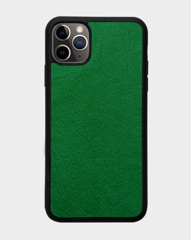 Чохол із зеленої шкіри страуса без фолікул для iPhone 11 Pro Max