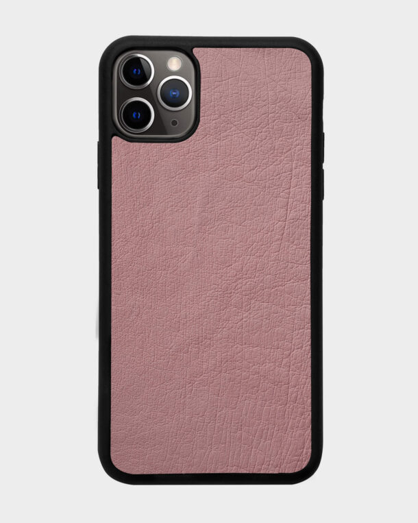 Чохол із рожевої шкіри страуса без фолікул для iPhone 11 Pro Max