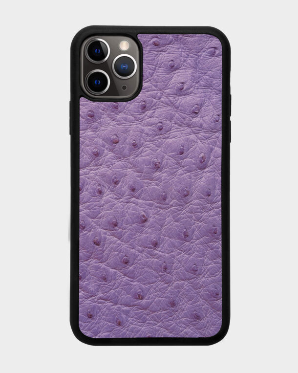 Case made of purple ostrich skin with follicles for iPhone 11 Pro Max