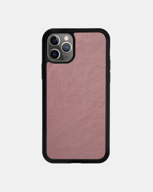 Чохол із рожевої шкіри страуса без фолікул для iPhone 11 Pro