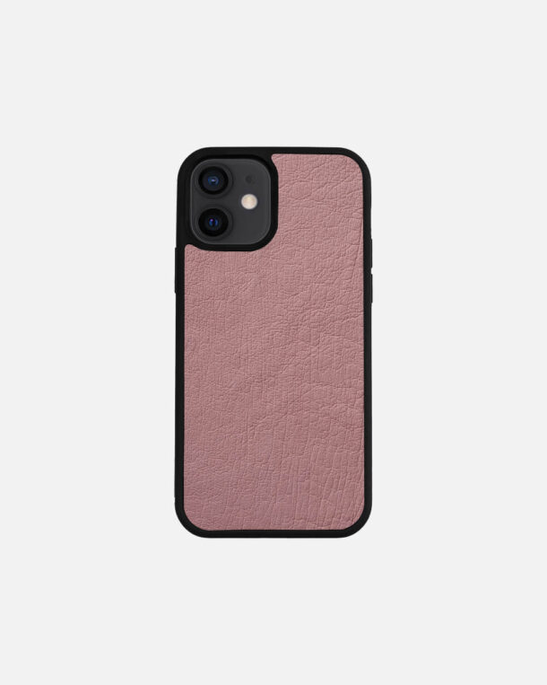 Чехол из розовой кожи страуса без фолликул для iPhone 12 Mini