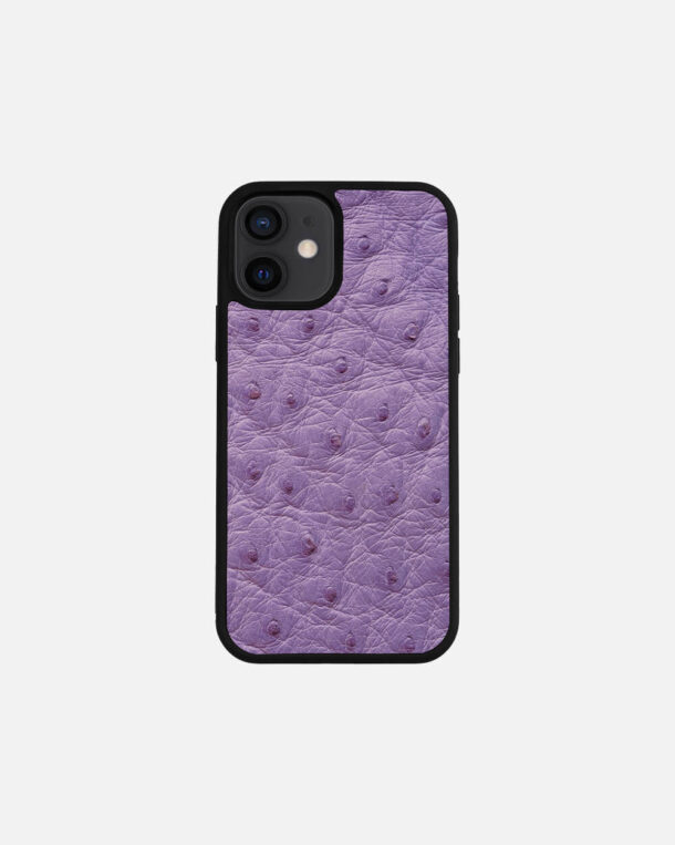 Чохол із фіолетової шкіри страуса з фолікулами для iPhone 12 Mini
