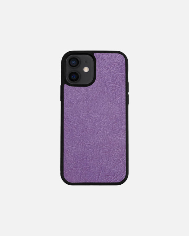 Case made of purple ostrich skin without foils for iPhone 12 Mini