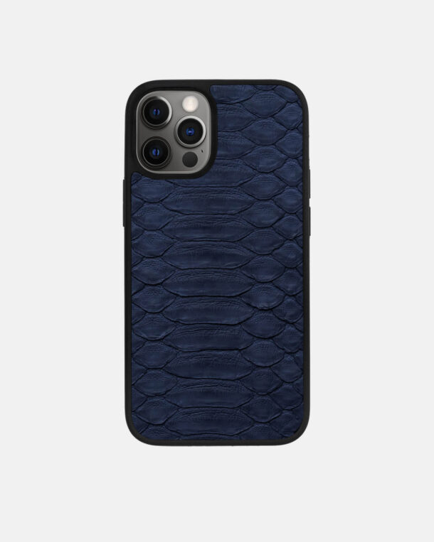 Чохол із темно-синьої шкіри пітона з широкими лусочками для iPhone 12 Pro
