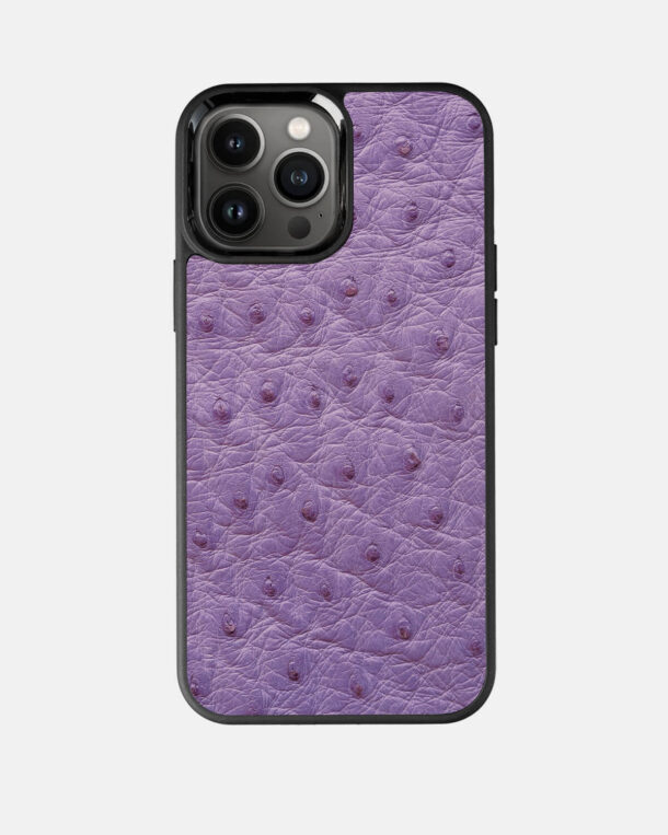 Case made of purple ostrich skin with follicles for iPhone 13 Pro Max