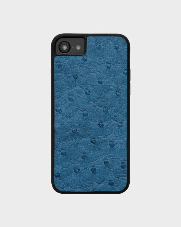 Чохол із блакитної шкіри страуса з фолікулами для iPhone 8