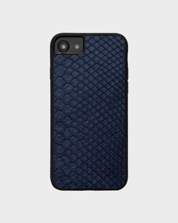 Чохол із темно-синьої шкіри пітона з дрібними лусочками для iPhone 7