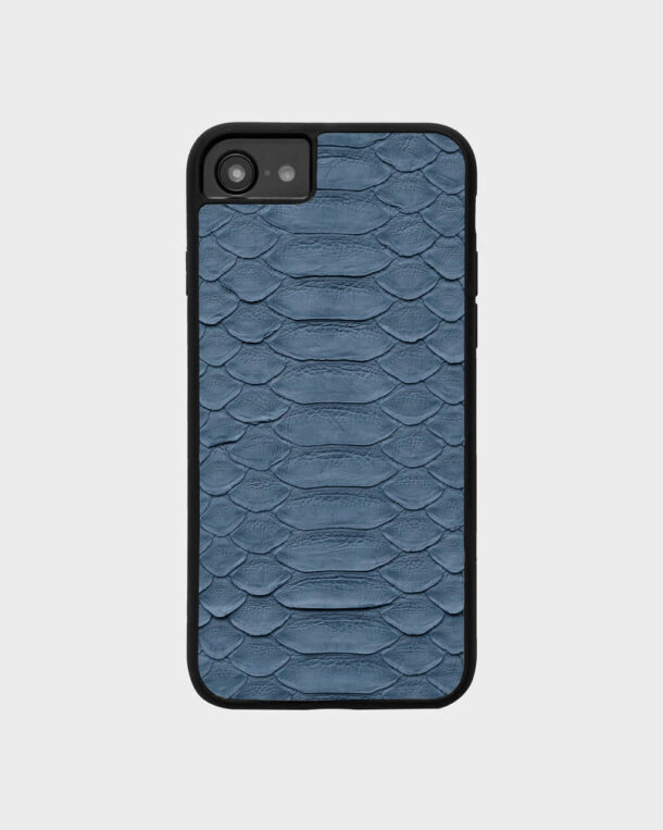 Чохол із сіро-синьої шкіри пітона з широкими лусочками для iPhone se2020