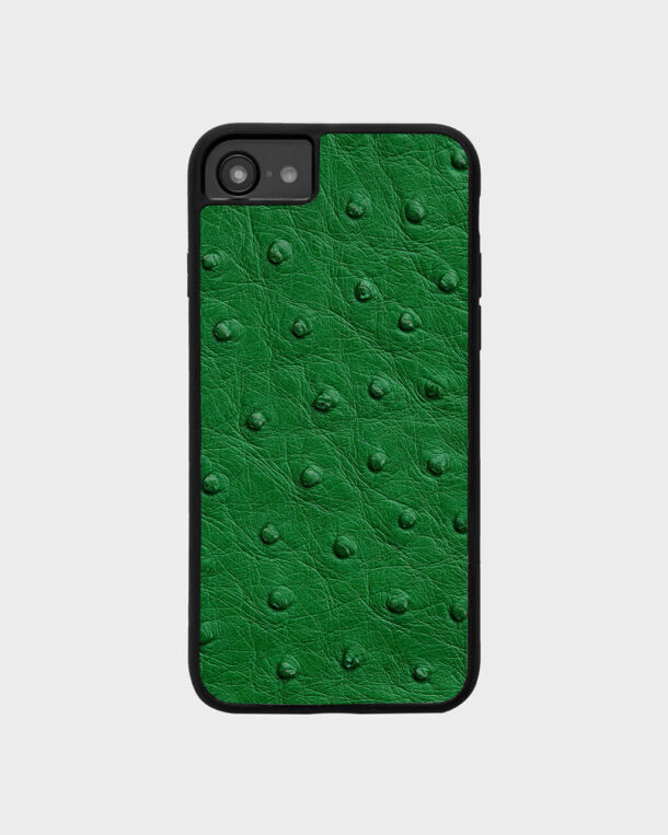 Чохол із зеленої шкіри страуса з фолікулами для iPhone 8