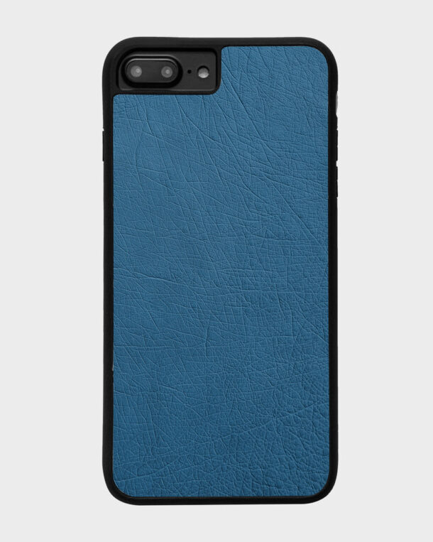 Чохол із блакитної шкіри страуса без фолікул для iPhone 8+