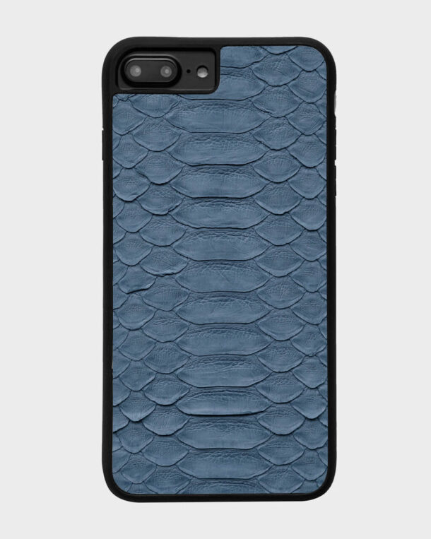 Чохол із сіро-синьої шкіри пітона з широкими лусочками для iPhone 7+