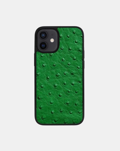 Чохол із зеленої шкіри страуса з фолікулами для iPhone 12
