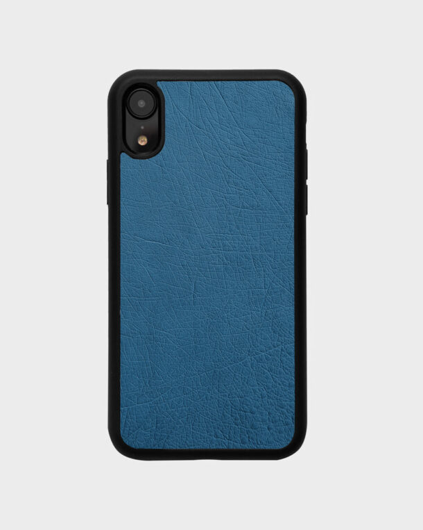 Чохол із блакитної шкіри страуса без фолікул для iPhone XR