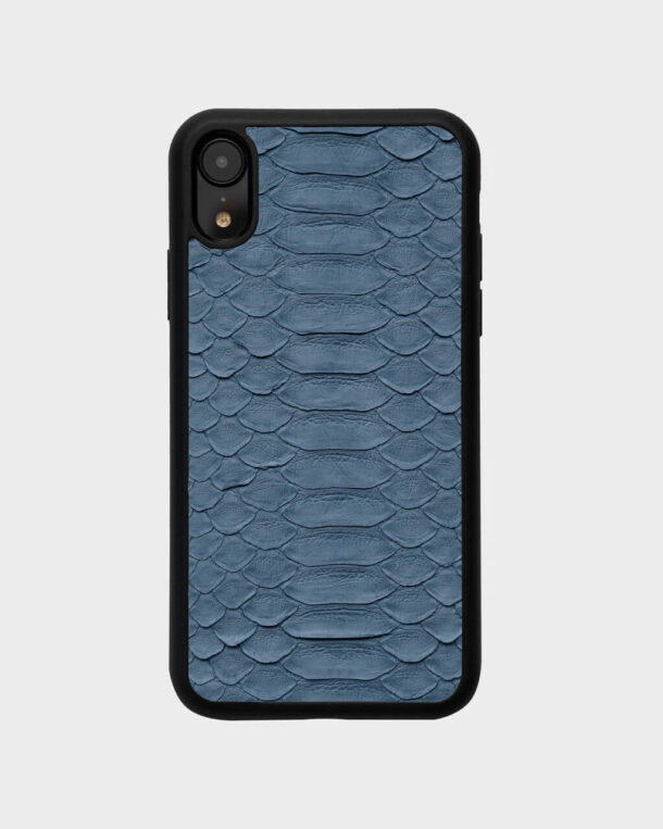 Чохол із сіро-синьої шкіри пітона з широкими лусочками для iPhone XR