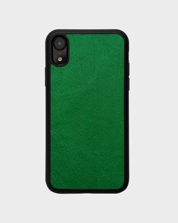 Чохол із зеленої шкіри страуса без фолікул для iPhone XR