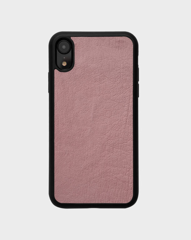 Чохол із рожевої шкіри страуса без фолікул для iPhone XR