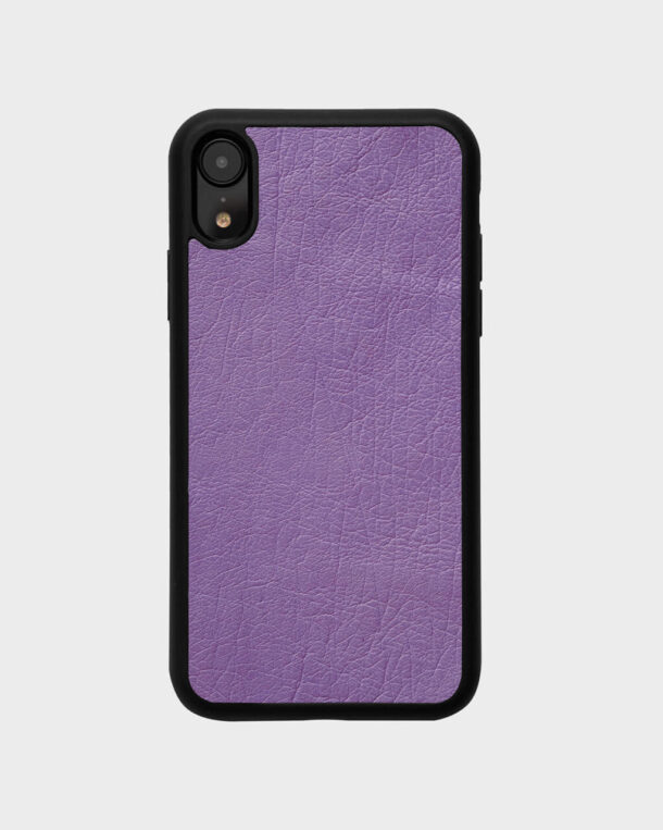 Case made of purple ostrich skin without foils for iPhone XR