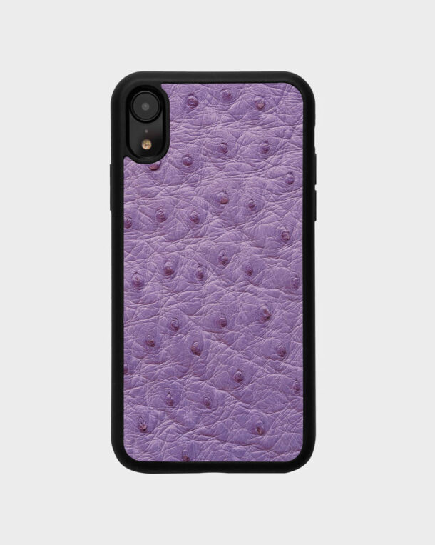 Case made of purple ostrich coat with follicles for iPhone XR