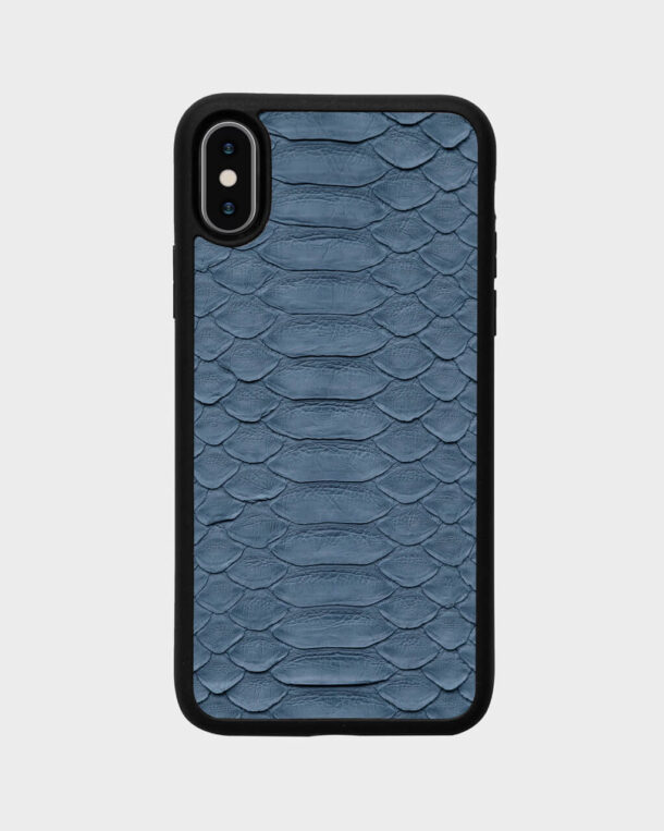 Чохол із сіро-синьої шкіри пітона з широкими лусочками для iPhone X