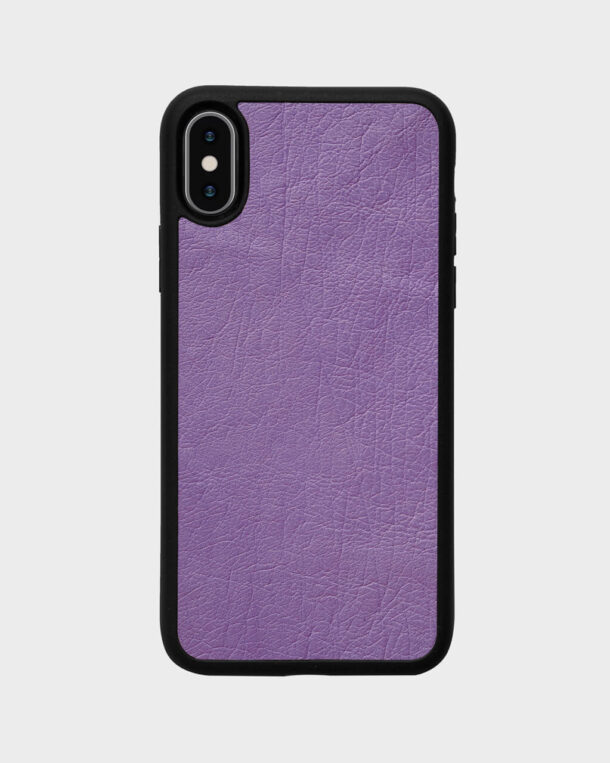 Case made of purple ostrich skin without foils for iPhone XS Max