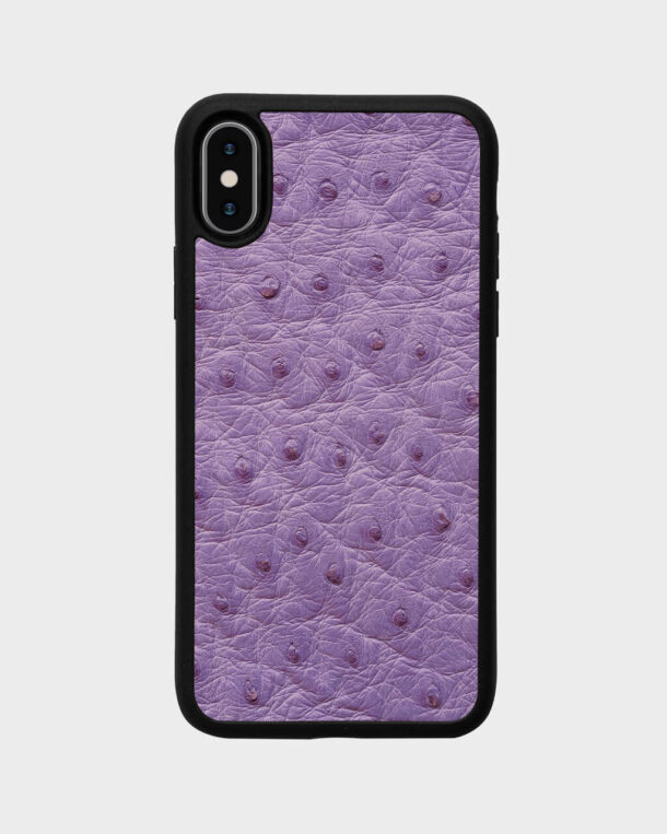 Case made of purple ostrich coat with follicles for iPhone XS