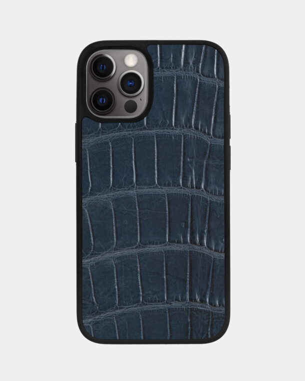 Чохол із темно-синьої шкіри крокодила для iPhone 12 Pro Max