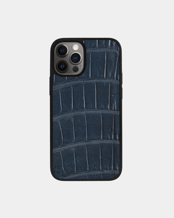 Чохол із темно-синьої шкіри крокодила для iPhone 12 Pro