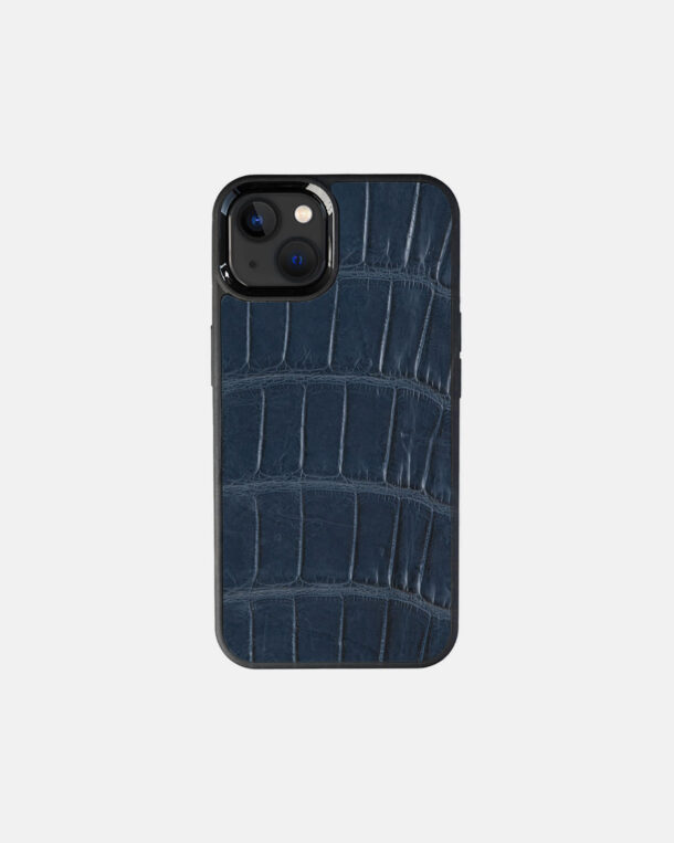 Чохол із темно-синьої шкіри крокодила для iPhone 13