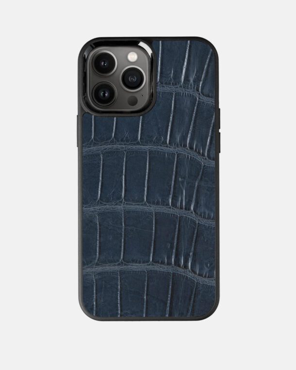 Чохол із темно-синьої шкіри крокодила для iPhone 13 Pro Max