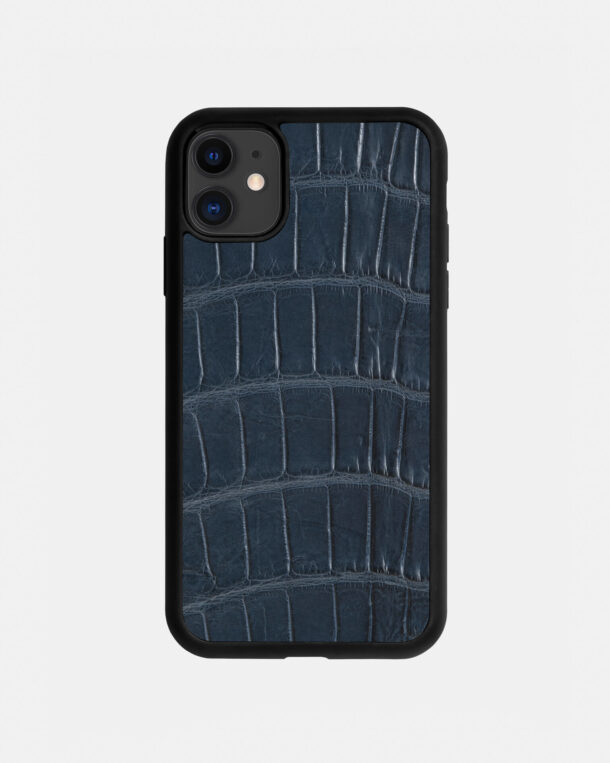 Чохол із темно-синьої шкіри крокодила для iPhone 11