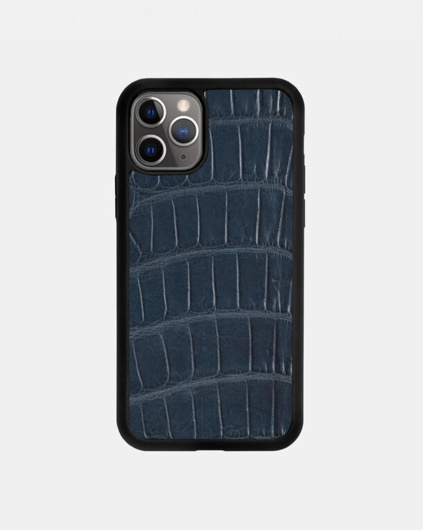 Чехол из темно-синей кожи крокодила для iPhone 11 Pro
