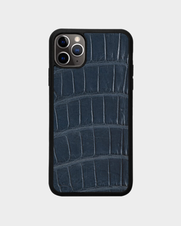 Чохол із темно-синьої шкіри крокодила для iPhone 11 Pro Max