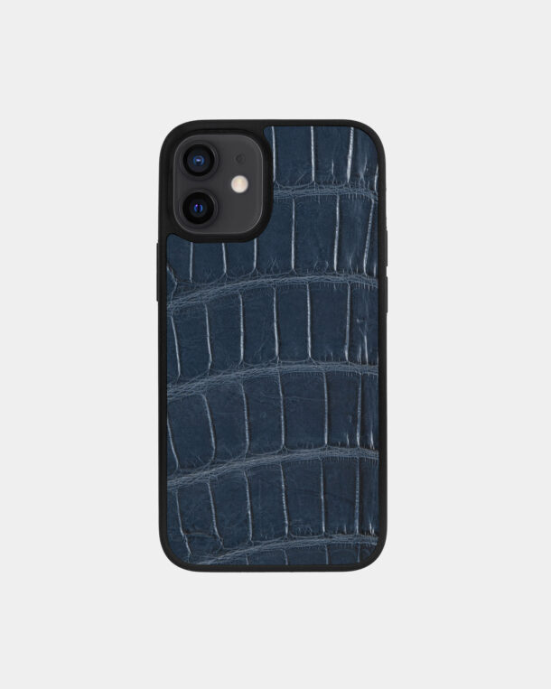 Чохол із темно-синьої шкіри крокодила для iPhone 12