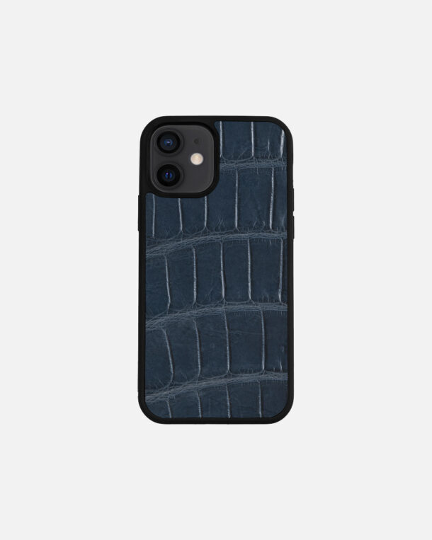 Чохол із темно-синьої шкіри крокодила для iPhone 12 Mini