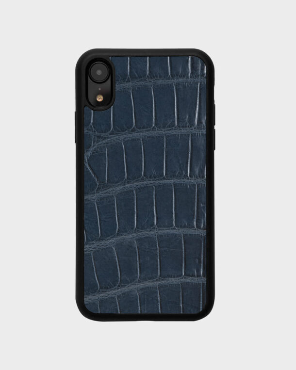Чохол із темно-синьої шкіри крокодила для iPhone XR