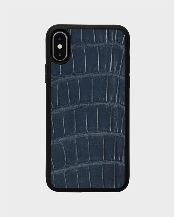 Чохол із темно-синьої шкіри крокодила для iPhone XS